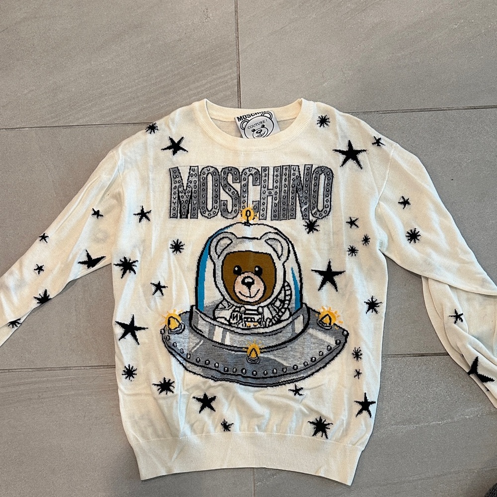 Moschino Cream Sweater with Bear and Stars